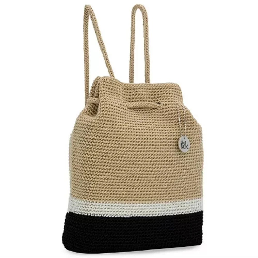 The Sak Kali Hand-Crocheted Drawstring Backpack - Picture 1 of 6